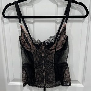 Black and blush Victoria’s Secret lace corset. 34B